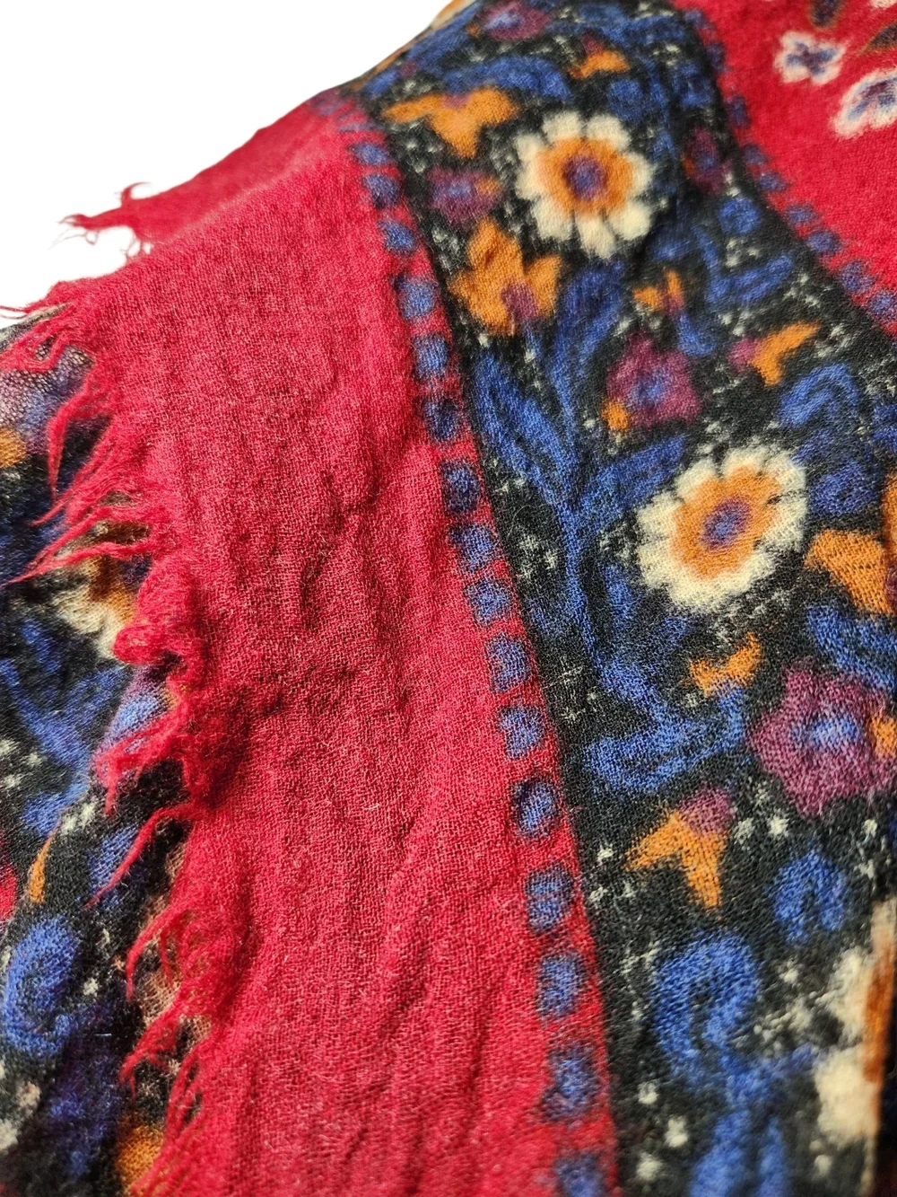 Vintage Yves Saint Laurent YSL Red Floral Wool Blend Square Scarf Shawl Wrap